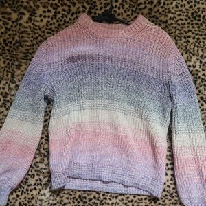 Gradient Knit Sweater - Pink, Purple, and White